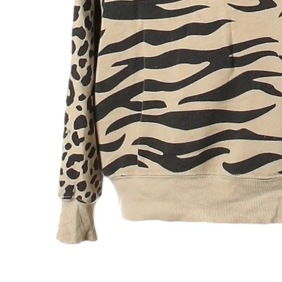 Wildfox L French Terry Oversized Sweatshirt Cozy Comfy Beige Animal Print - Picture 5 of 6